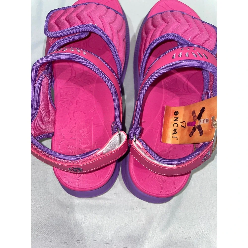 ONCAI Women Sport Sandals Pink Purple Platform Strappy Comfort Shoes Size 9.5